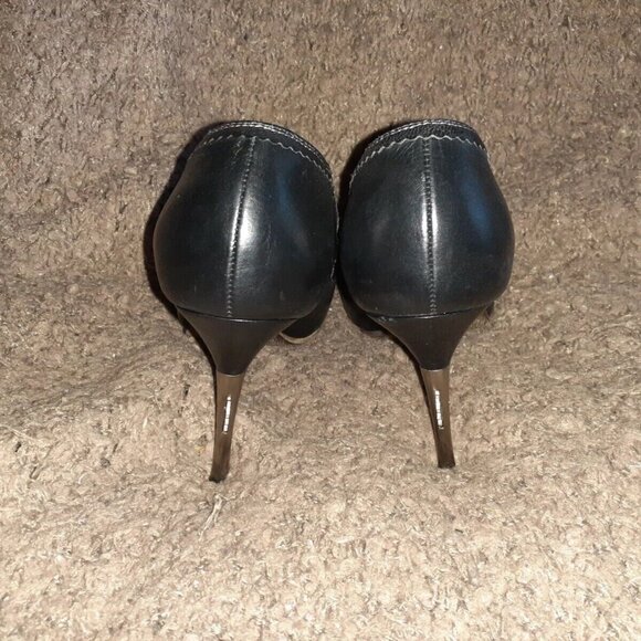 DIESEL BLACK LABEL-Black Leather Scallop Edge Pumps-Steel Spur Heel-Sz 38-EX - Picture 6 of 8
